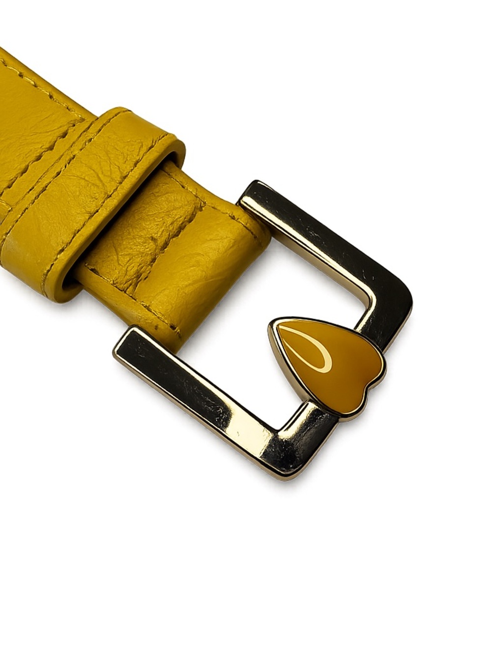 Fun Bright Yellow Heart Cutout Skinny Belt Y2K Dopamine Dressing Vegan Leather - Picture 3 of 5